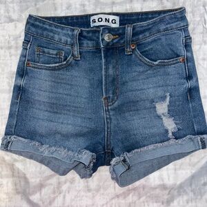 S.O.N.G. Distressed Blue Jean Shorts